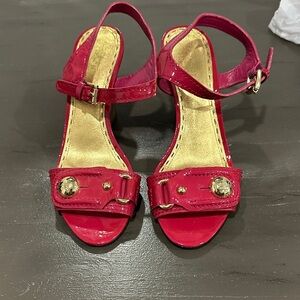 Coach Vibrant Hot Pink Sandals with Gold Accents